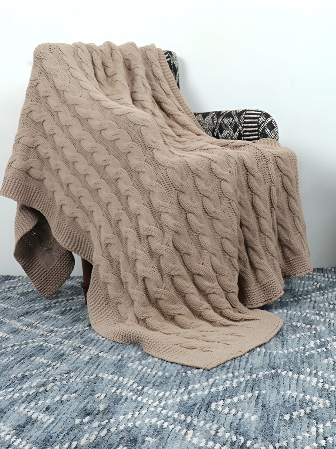 

GRHAMOY Brown Self Design Cotton Throws
