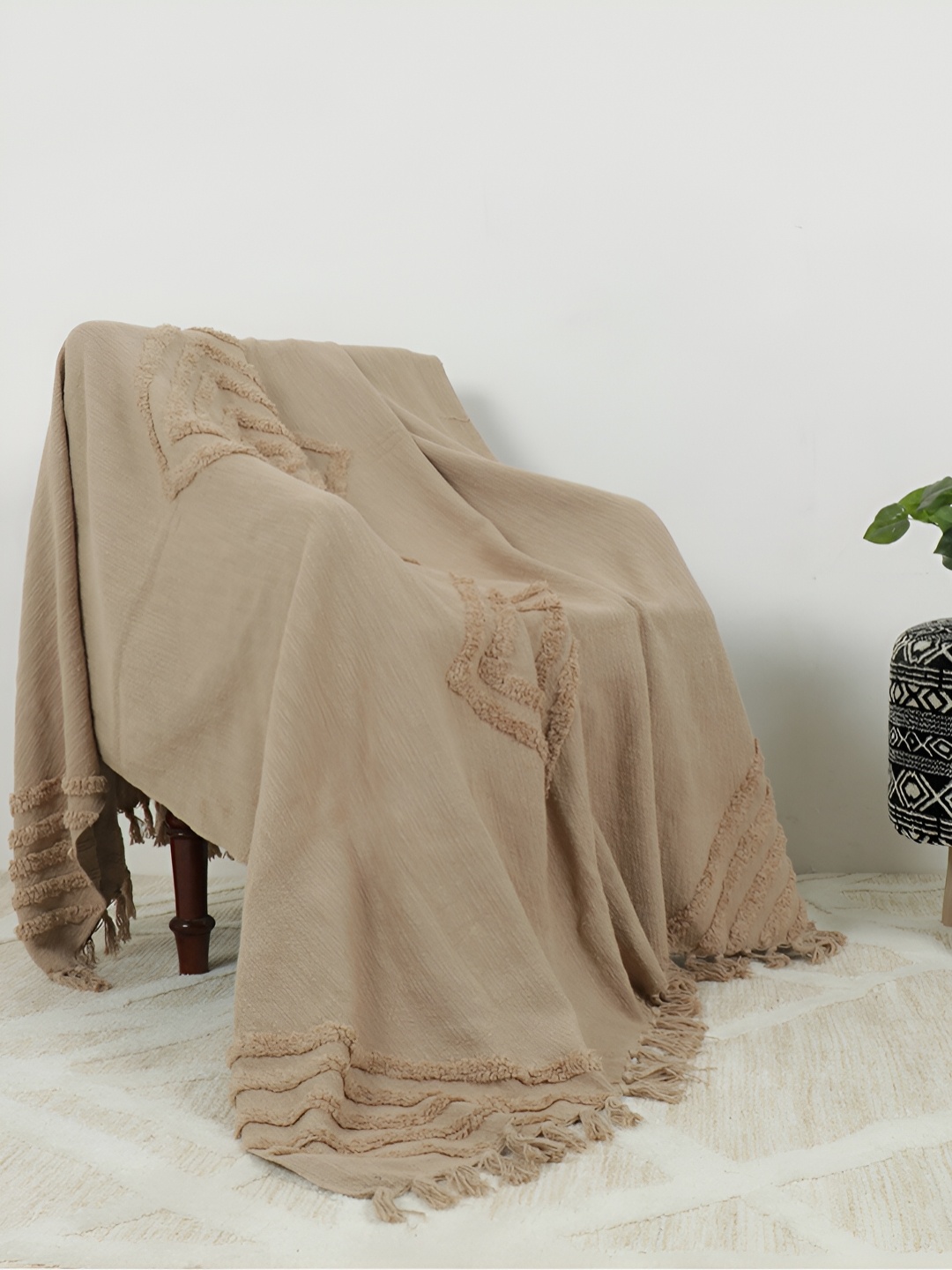 

GRHAMOY Brown Self Design Cotton Throws