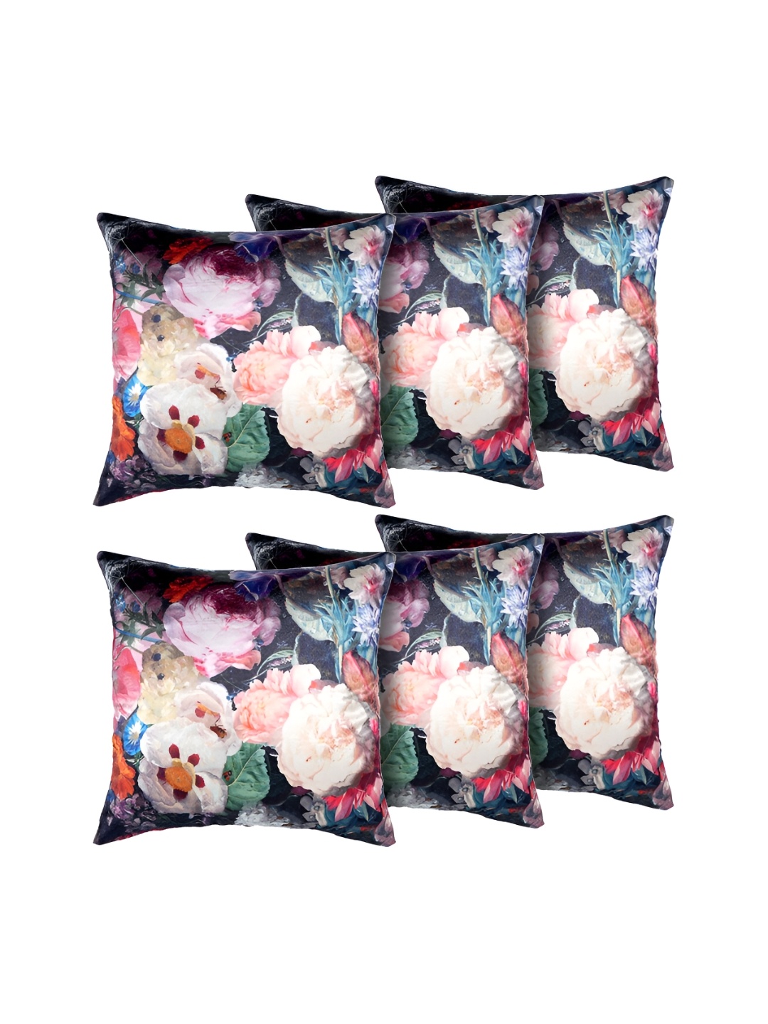 

GRHAMOY Purple 6 Pieces Floral Cotton Rectangle Cushion Covers