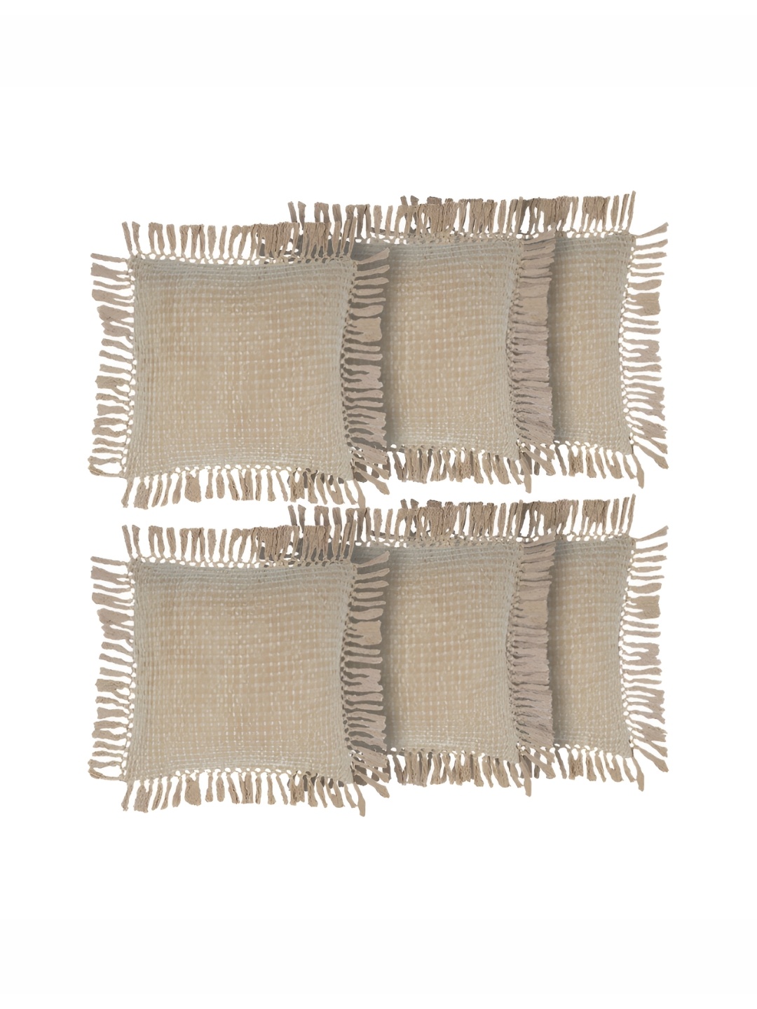 

GRHAMOY Beige & Brown 6 Pieces Cotton Striped Square Cushion Covers