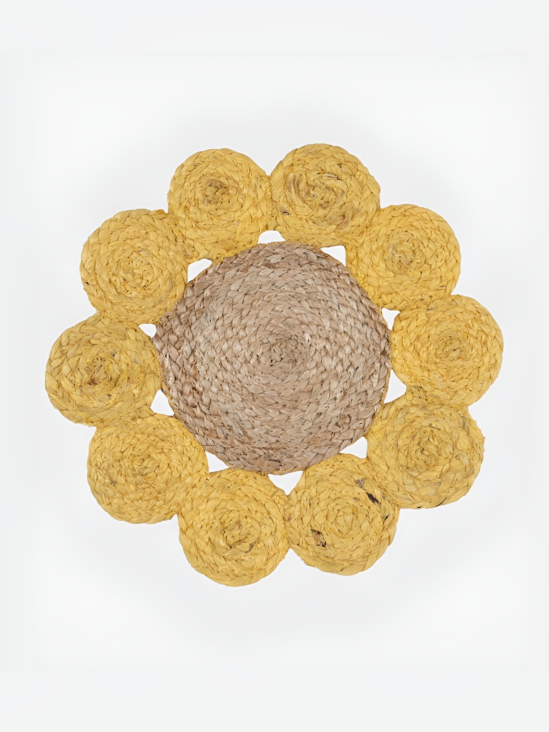 

GRHAMOY 2 Pieces Yellow & Brown Braided Floral Table Placemats