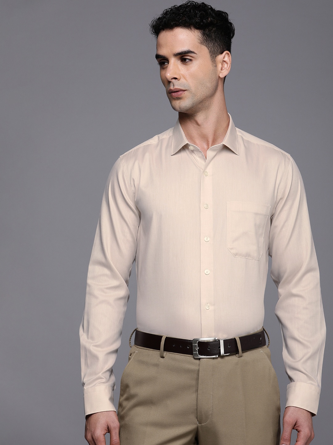 

Louis Philippe Pure Cotton Slim Fit Formal Shirt, Beige