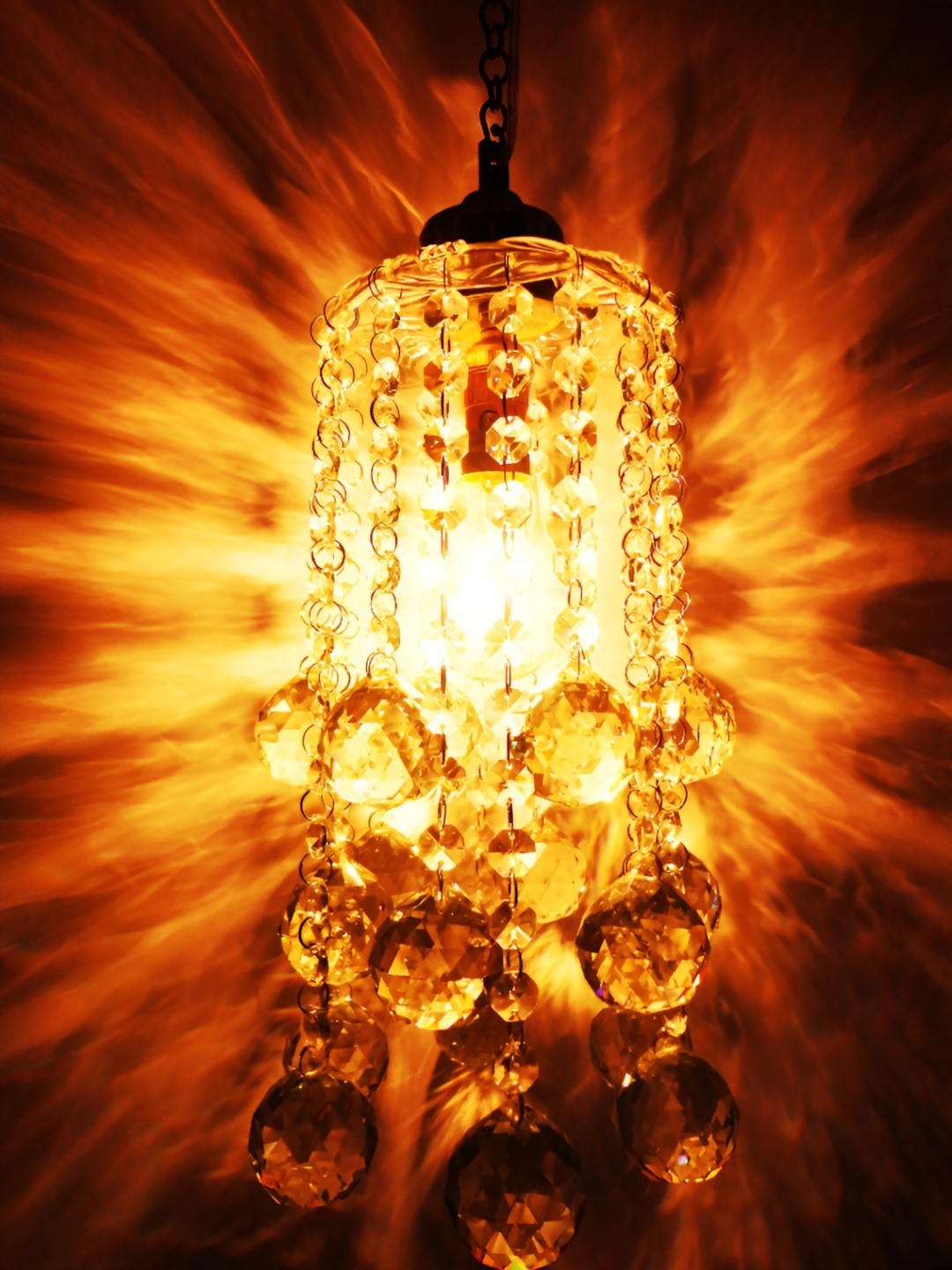 

SHRI MAHAL ANTIQUES Silver-Toned Crystal Glass Ceiling Lamp