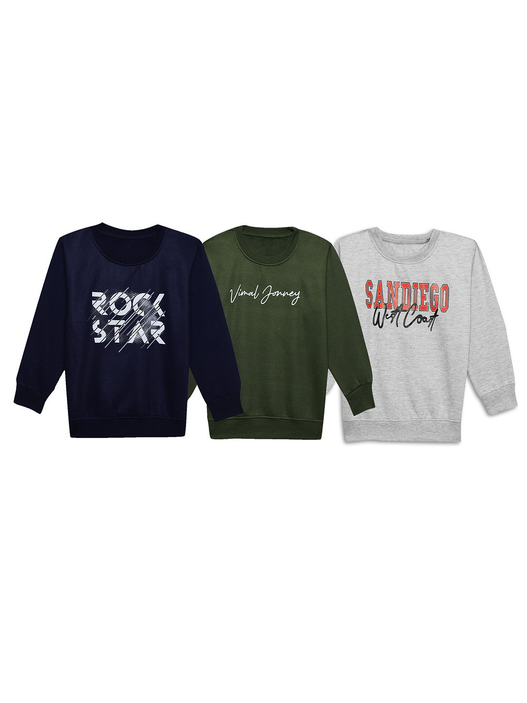 

MACK JONNEY Kids Pack Of 3 Typography Printed Hooded Fleece Sweatshirt, Navy blue