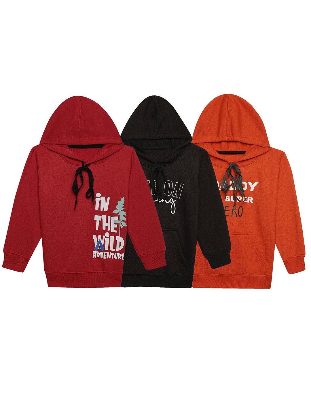 

MACK JONNEY Kids Pack Of 3 Typography Printed Cotton Fleece Sweatshirt, Red