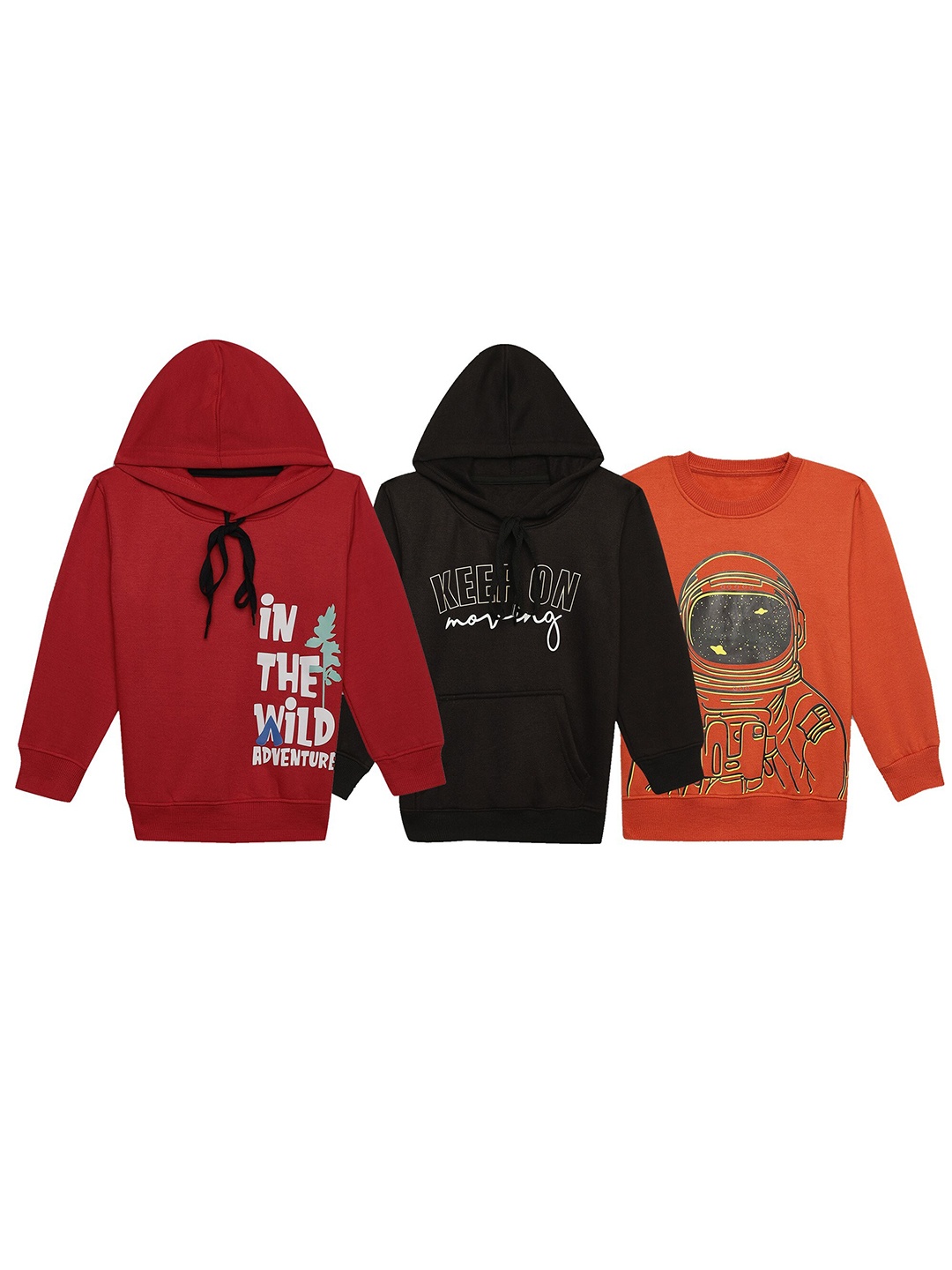 

VIMAL JONNEY Kids Pack Of 3 Printed Cotton Fleece Pullover Sweatshirts, Multi