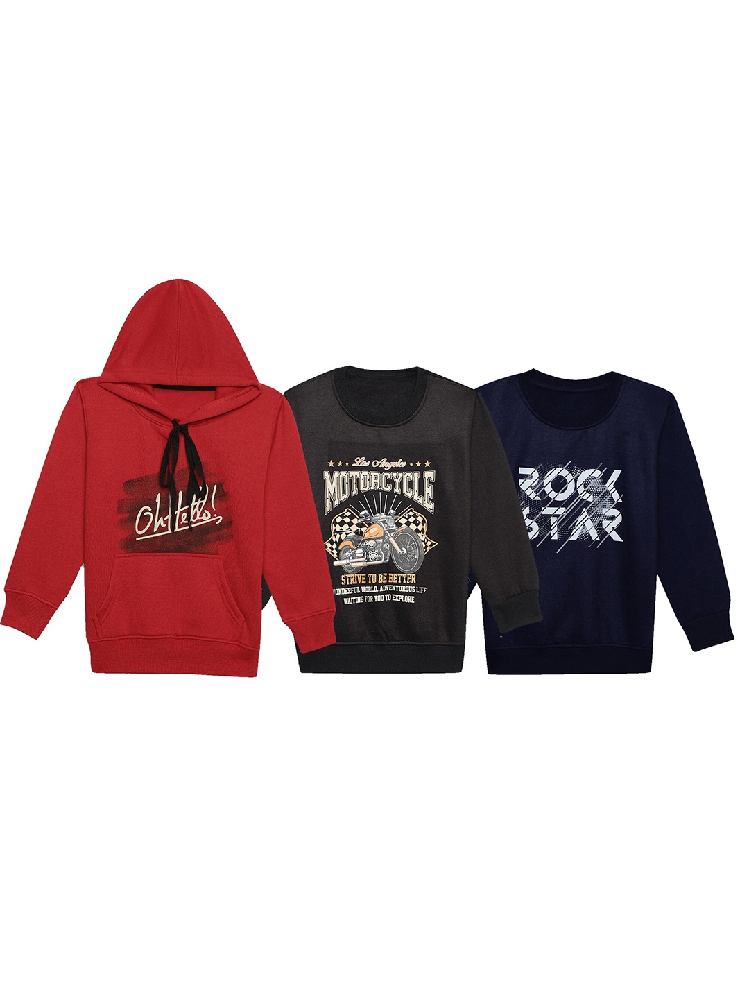 

VIMAL JONNEY Kids Pack Of 3 Graphic Printed Hooded Fleece Sweatshirt, Maroon