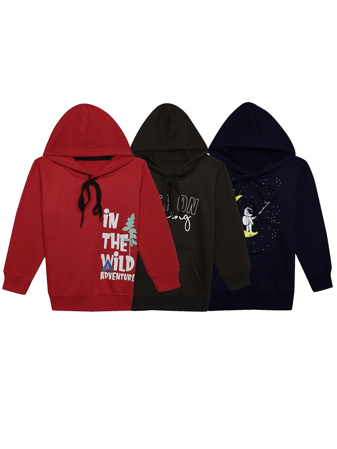 

MACK JONNEY Kids Pack Of 3 Printed Cotton Fleece Sweatshirt, Multi