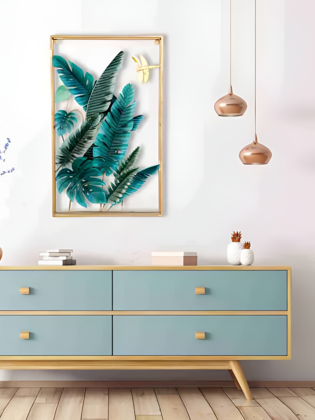 

HANDICRAFTS TOWN Green & Gold Toned Metal Wall Decor