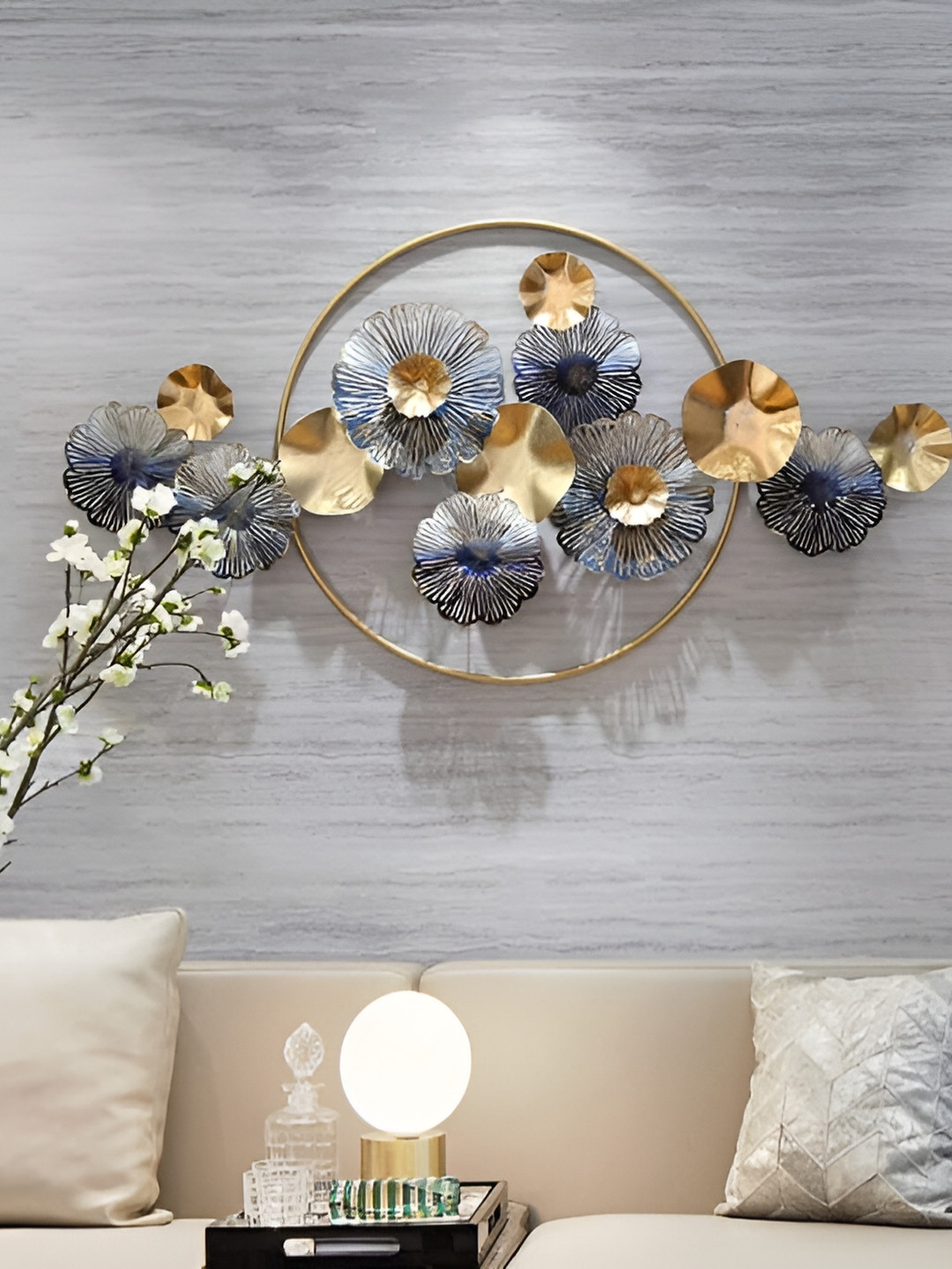 

HANDICRAFTS TOWN Blue & Gold Toned Metal Wall Decor
