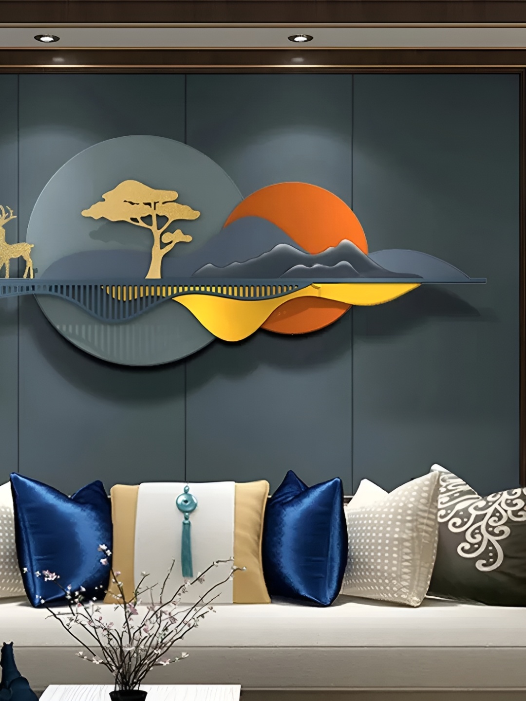 

HANDICRAFTS TOWN Grey & Orange Metal Wall Decor