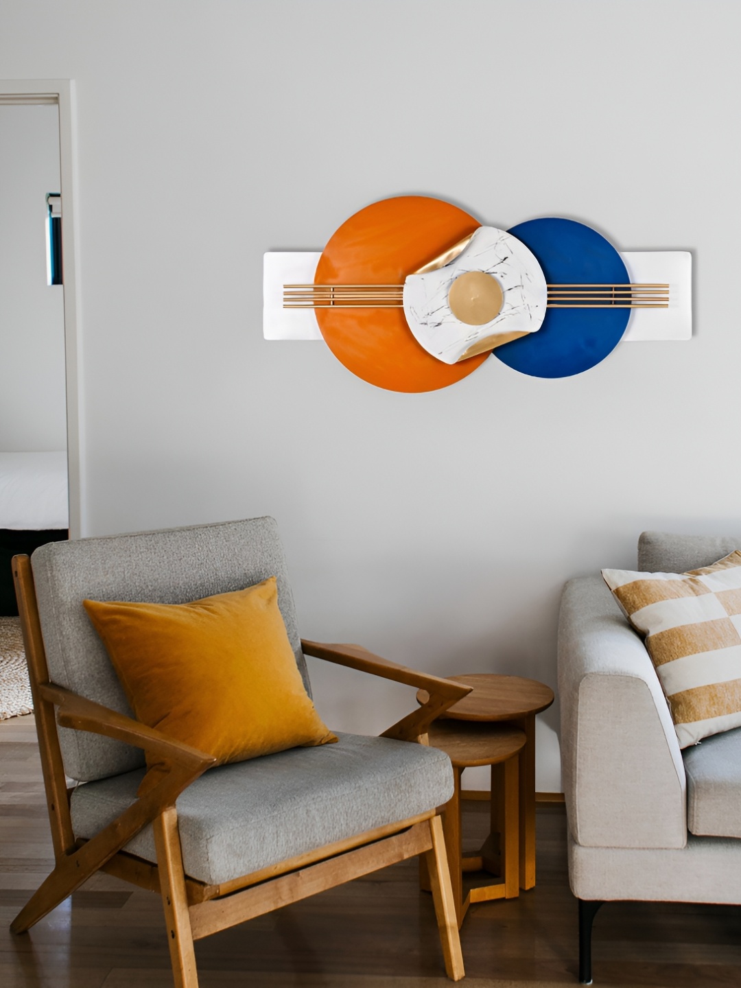 

HANDICRAFTS TOWN Blue & Orange Metal Wall Decor