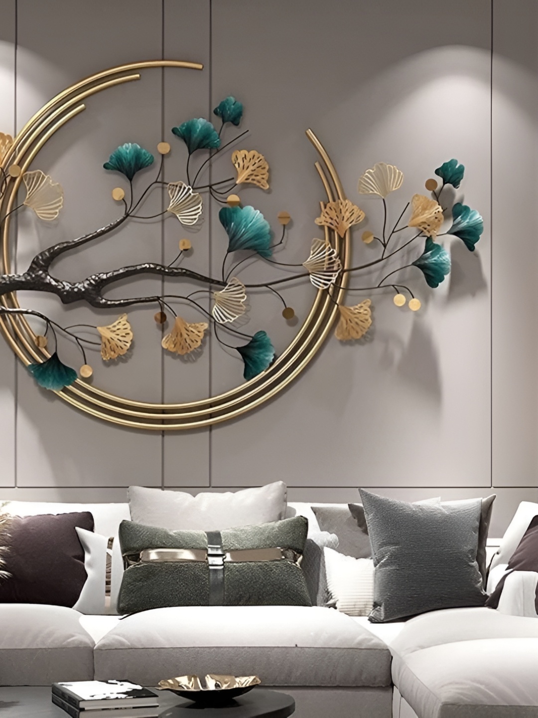 

HANDICRAFTS TOWN Gold Toned & Green Metal Wall Decor