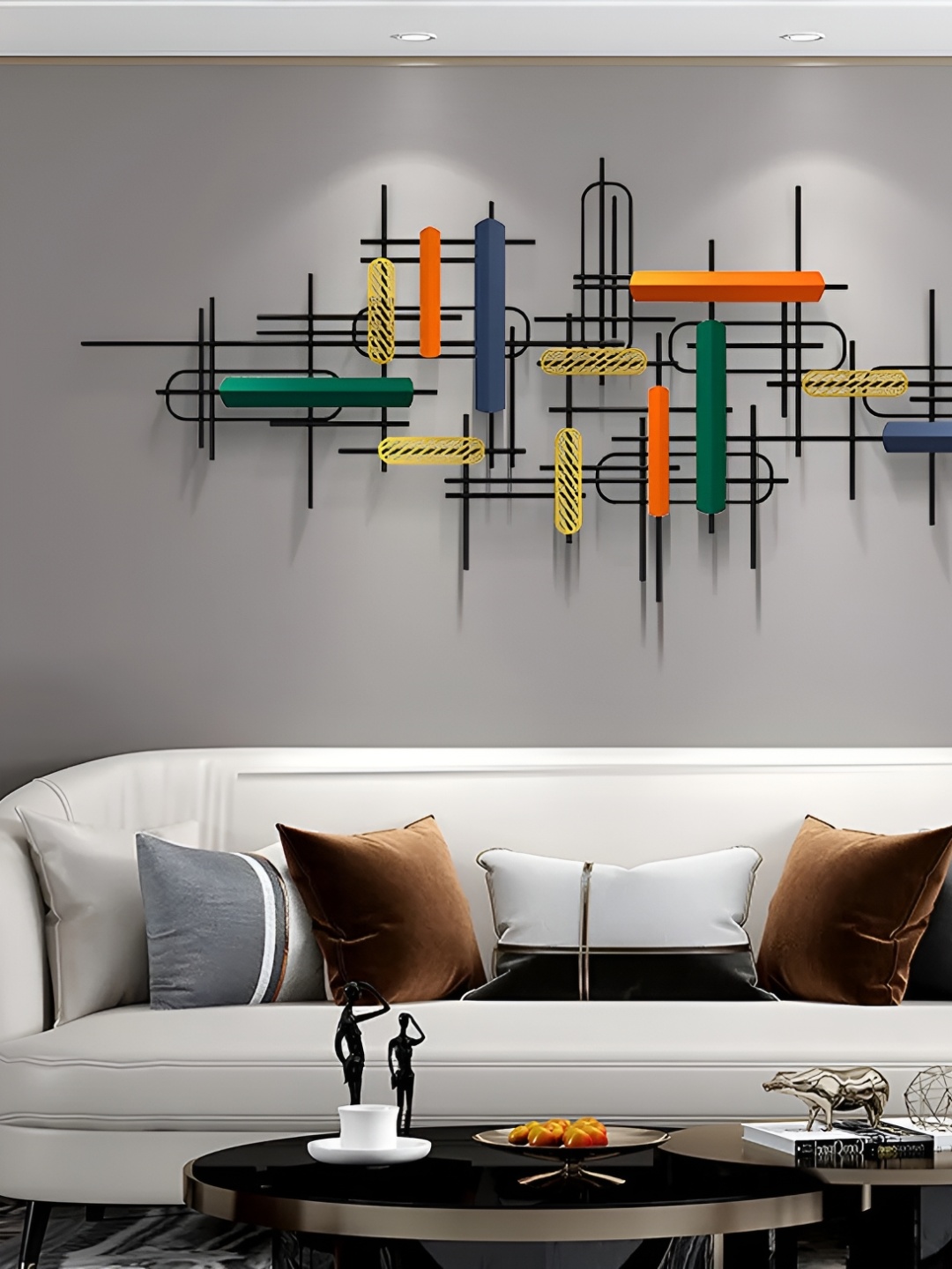 

HANDICRAFTS TOWN Black & Orange Metal Wall Decor