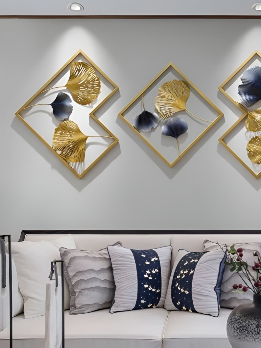 

HANDICRAFTS TOWN Gold Toned & Blue Metal Wall Decor