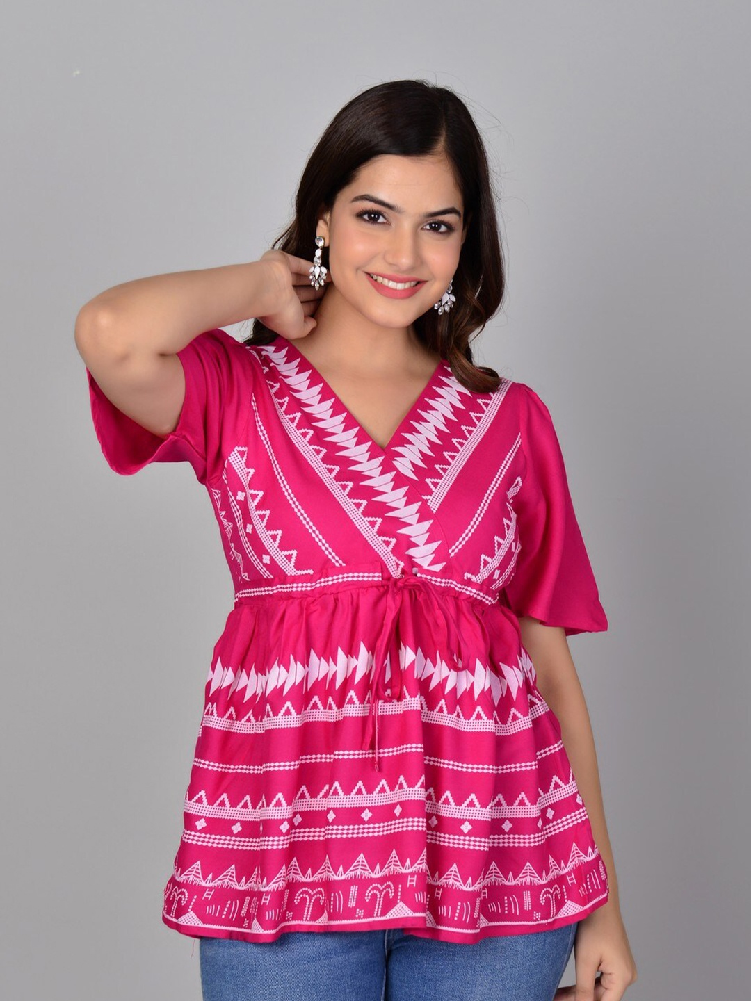 

MANKSH Pink Print Top
