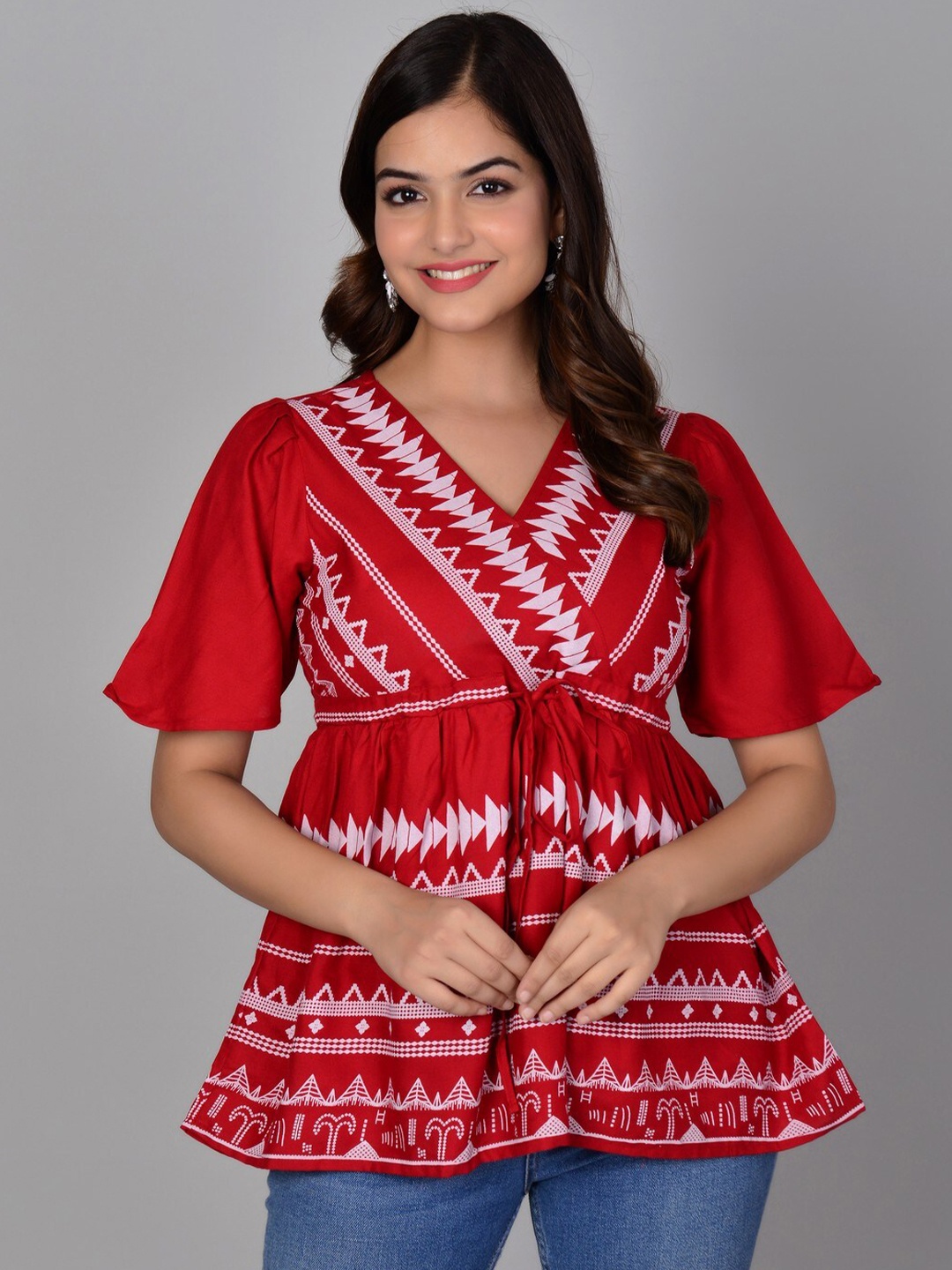 

MANKSH Maroon Print Top