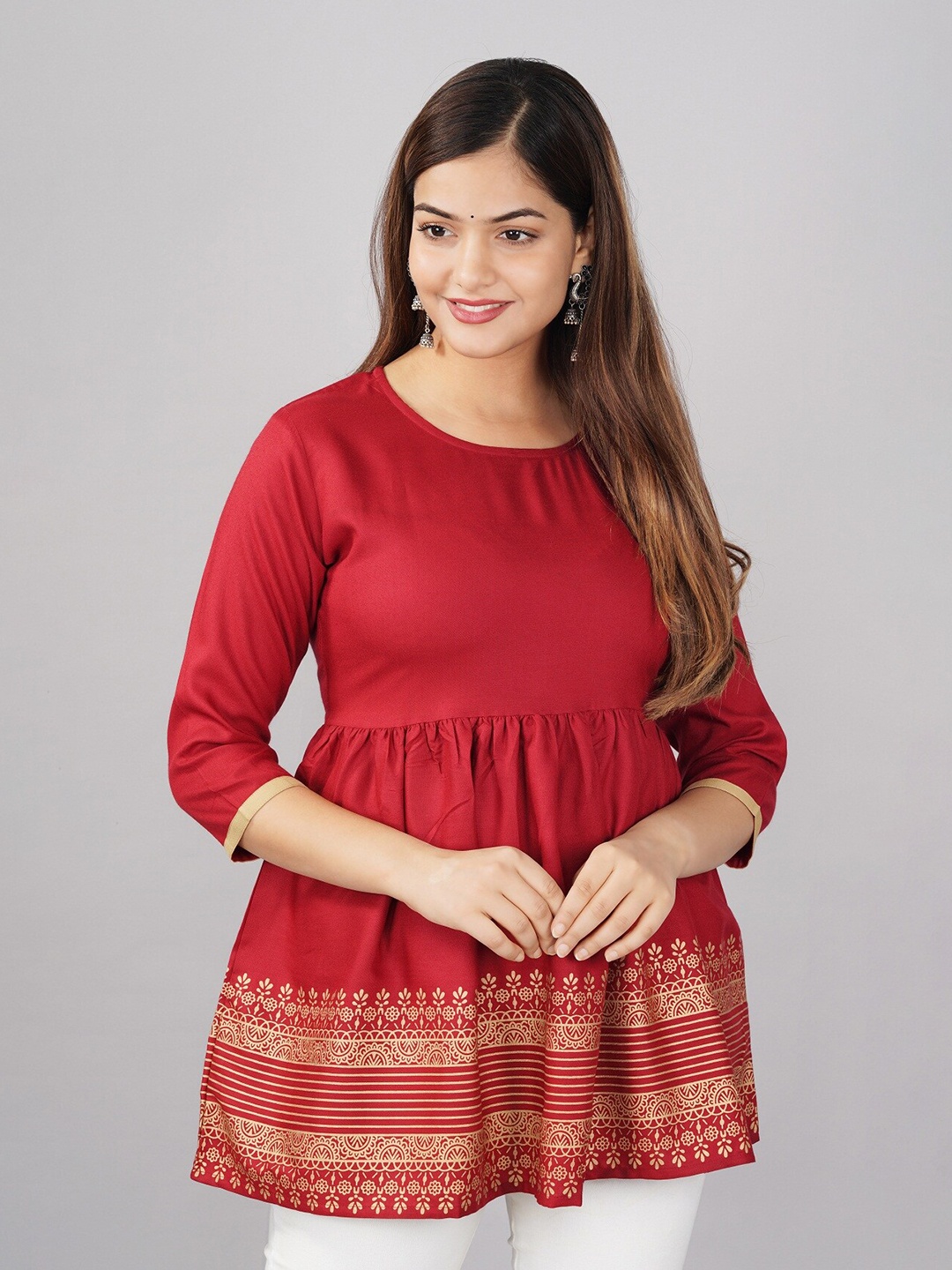 

MANKSH Maroon Print Top