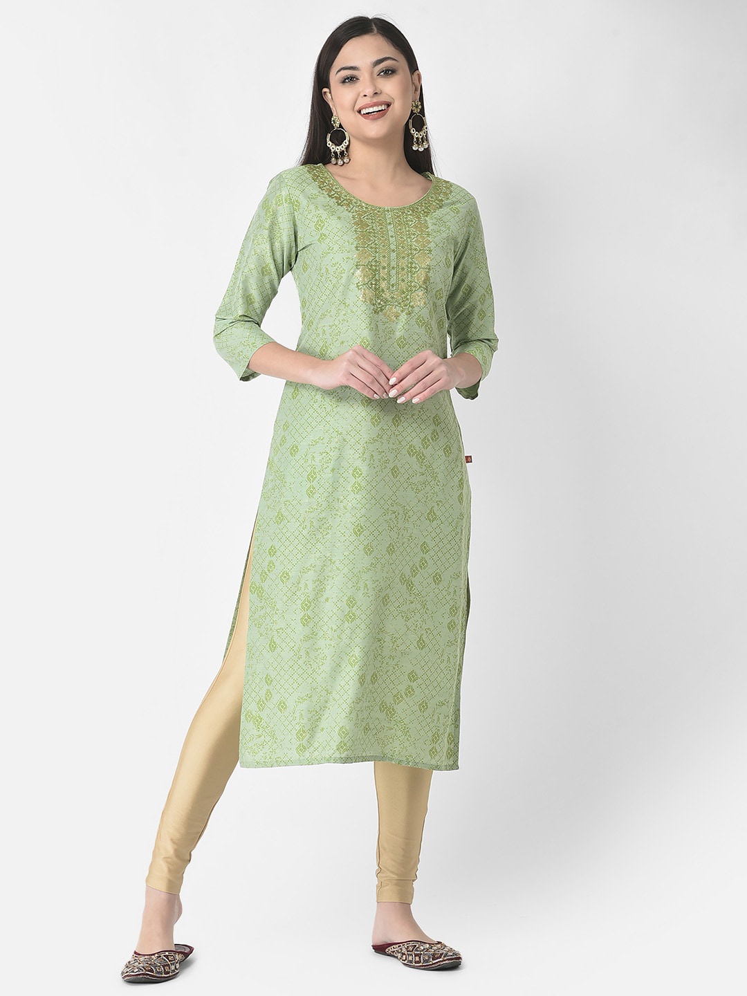 

Span Ethnic Motifs Printed Kurta, Green