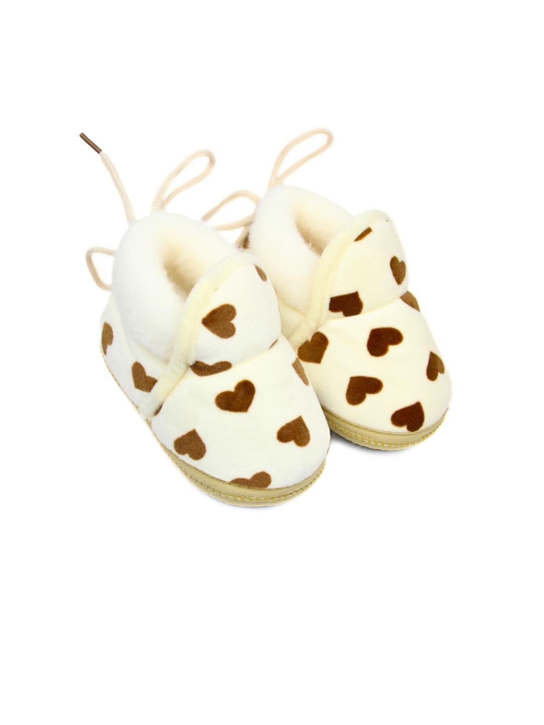 

BAESD Infants Love Heart Printed Velvet Booties, White