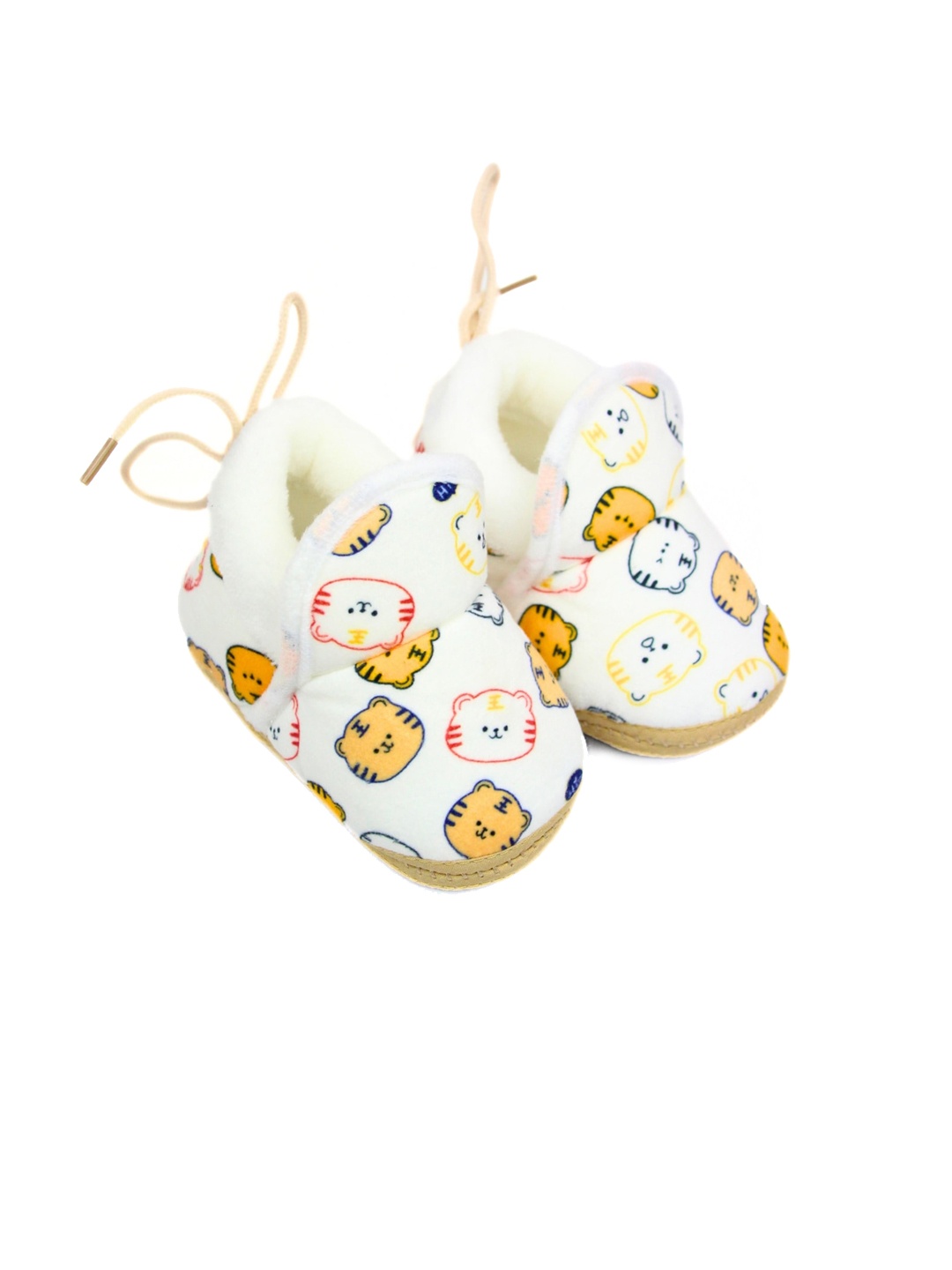 

BAESD Infants Cat Printed Velvet Booties, White
