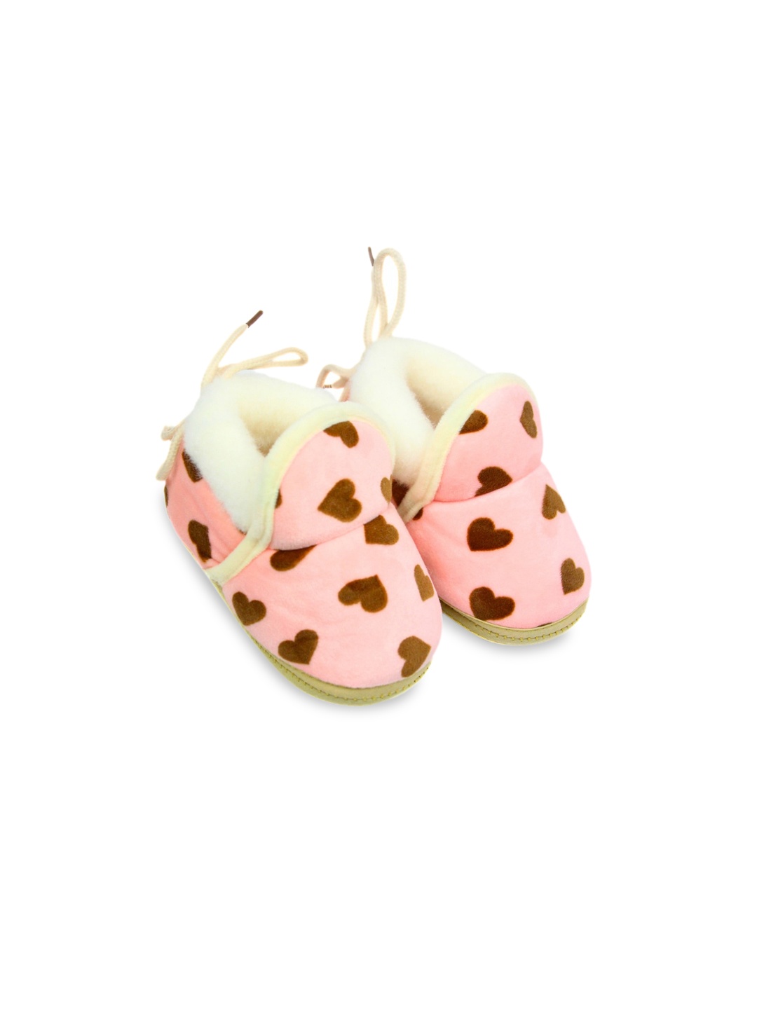 

BAESD Infants Love Heart Printed Velvet Booties, Pink