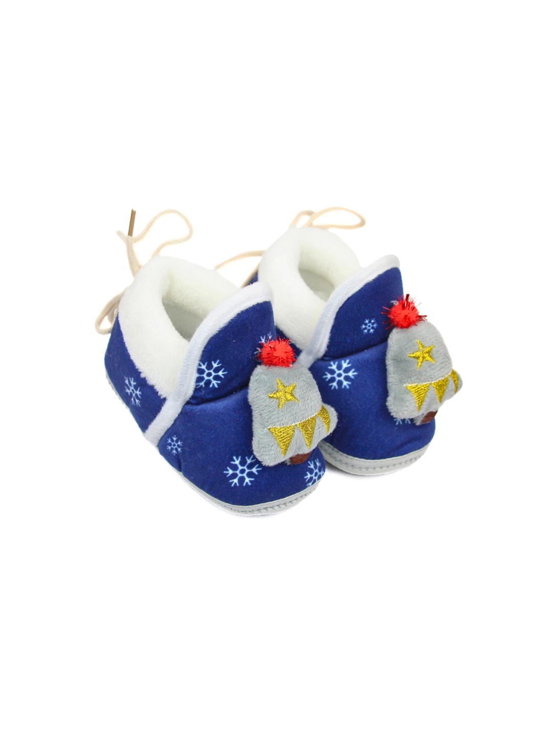 

BAESD Infants Christmas Detail Printed Velvet Booties, Blue
