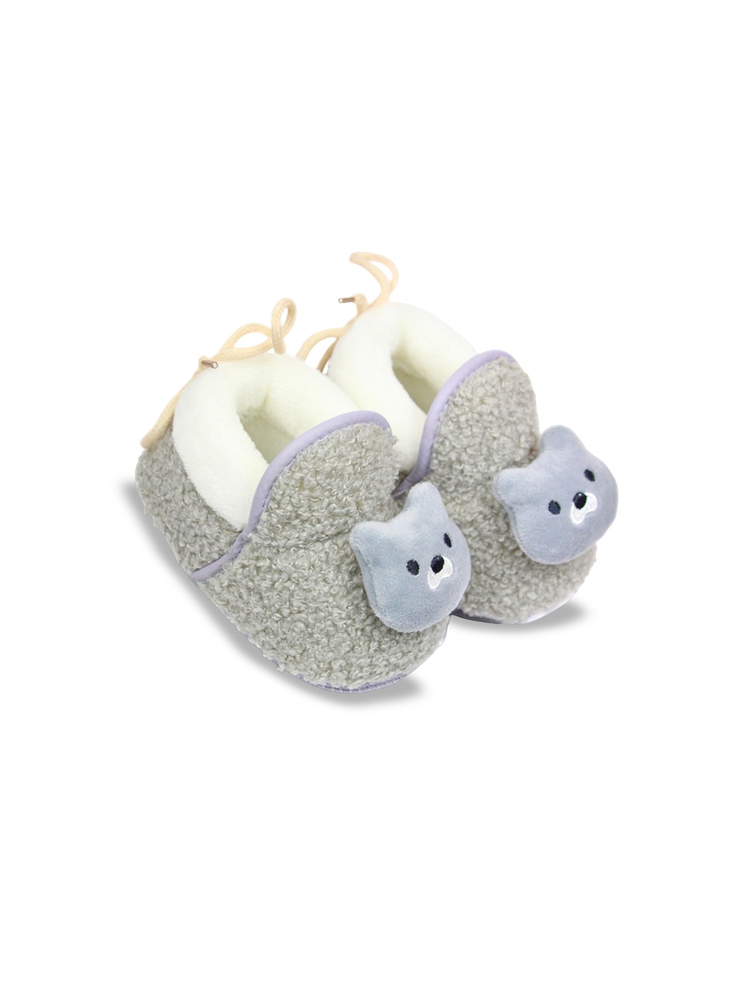

BAESD Infants Bear Detail Fur Cotton Booties, Grey