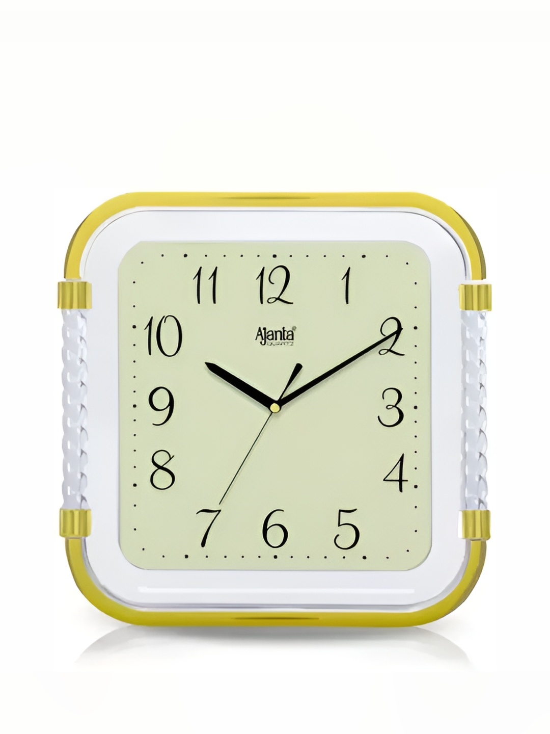 

Ajanta White & Golden Textured Square Analogue Wall Clock