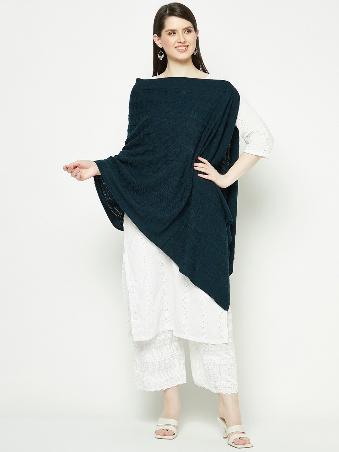 

Knitstudio Striped Knitted Shawl, Teal