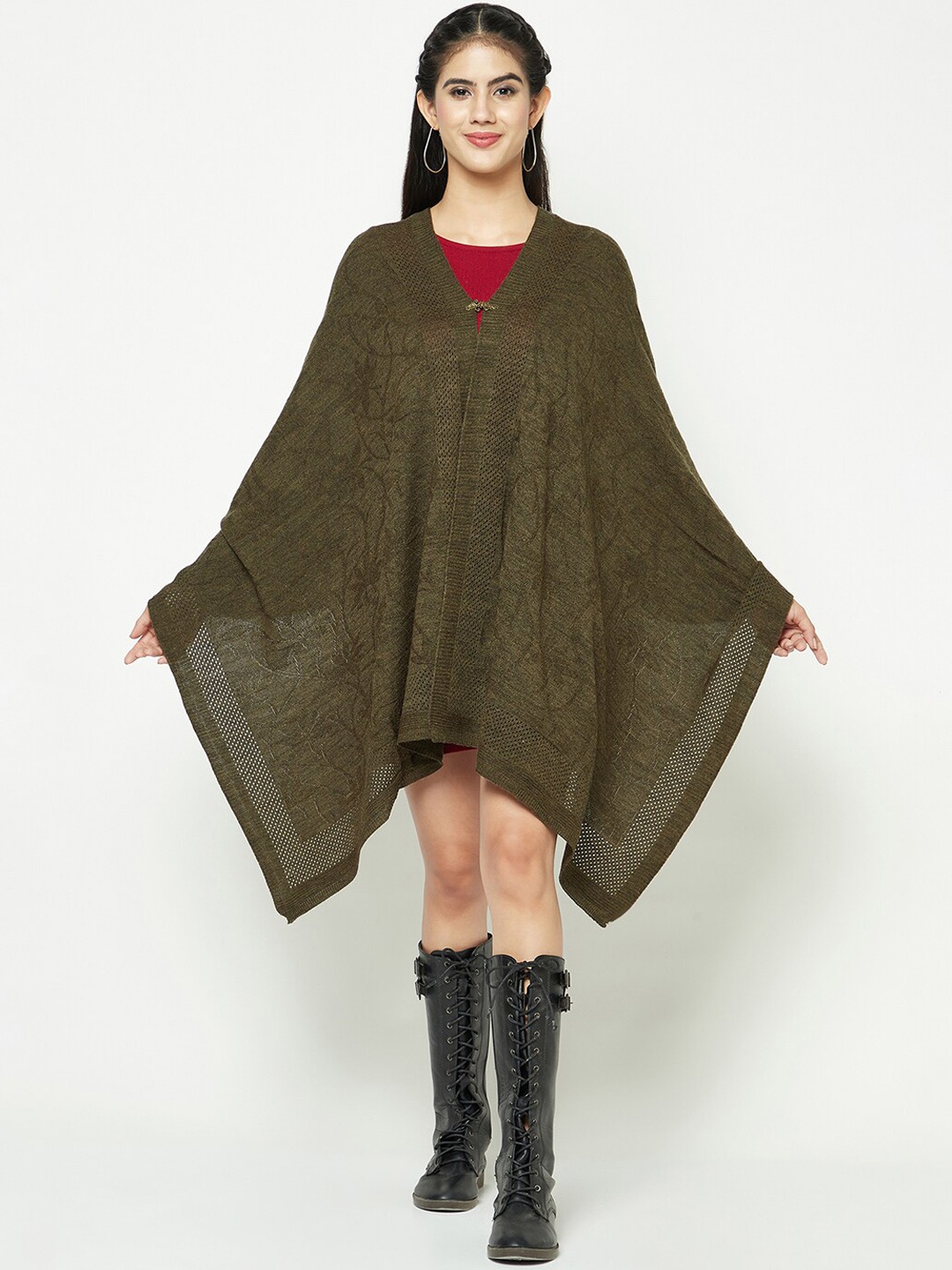 

Knitstudio Women Knitted Shawl, Olive