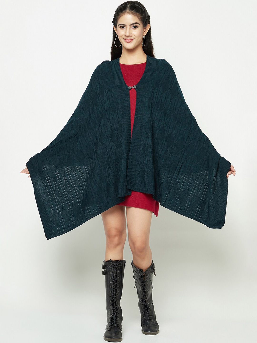 

Knitstudio Women Self Design Shawl, Teal