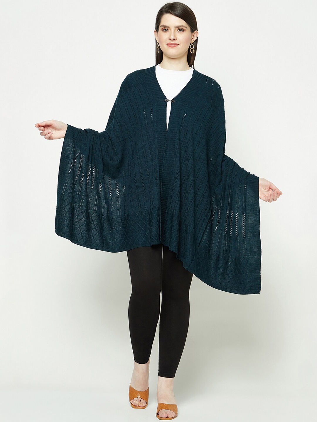 

Knitstudio Geometric Self Design Knitted Shawl, Teal