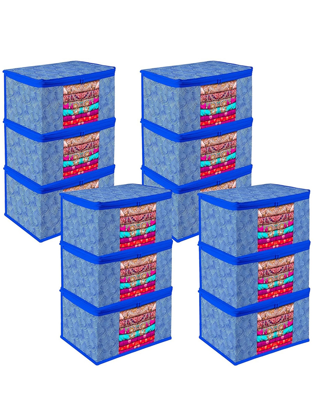 

Kuber Industries Blue 12 Pieces Printed Multi-Utility Organisers