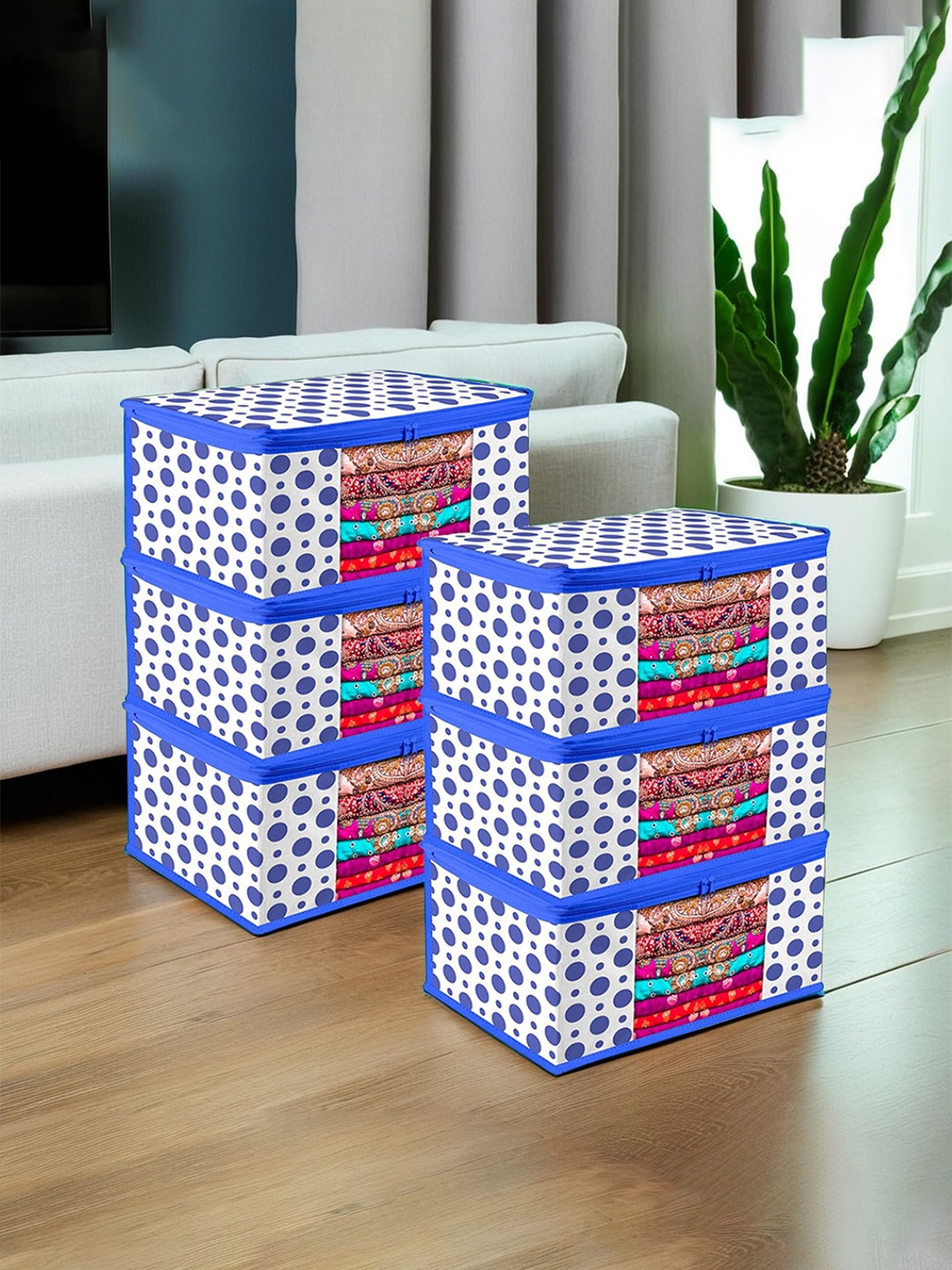 

Kuber Industries Blue Set of 6 Printed Saree Organisers