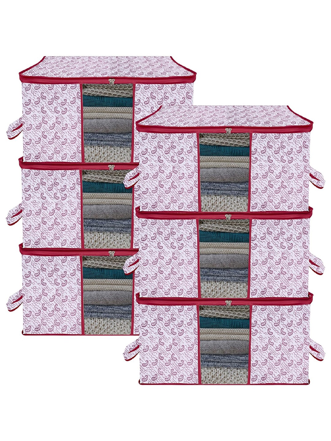 

Kuber Industries Pink & Red 6 Pieces Printed Multi-Utility Organisers