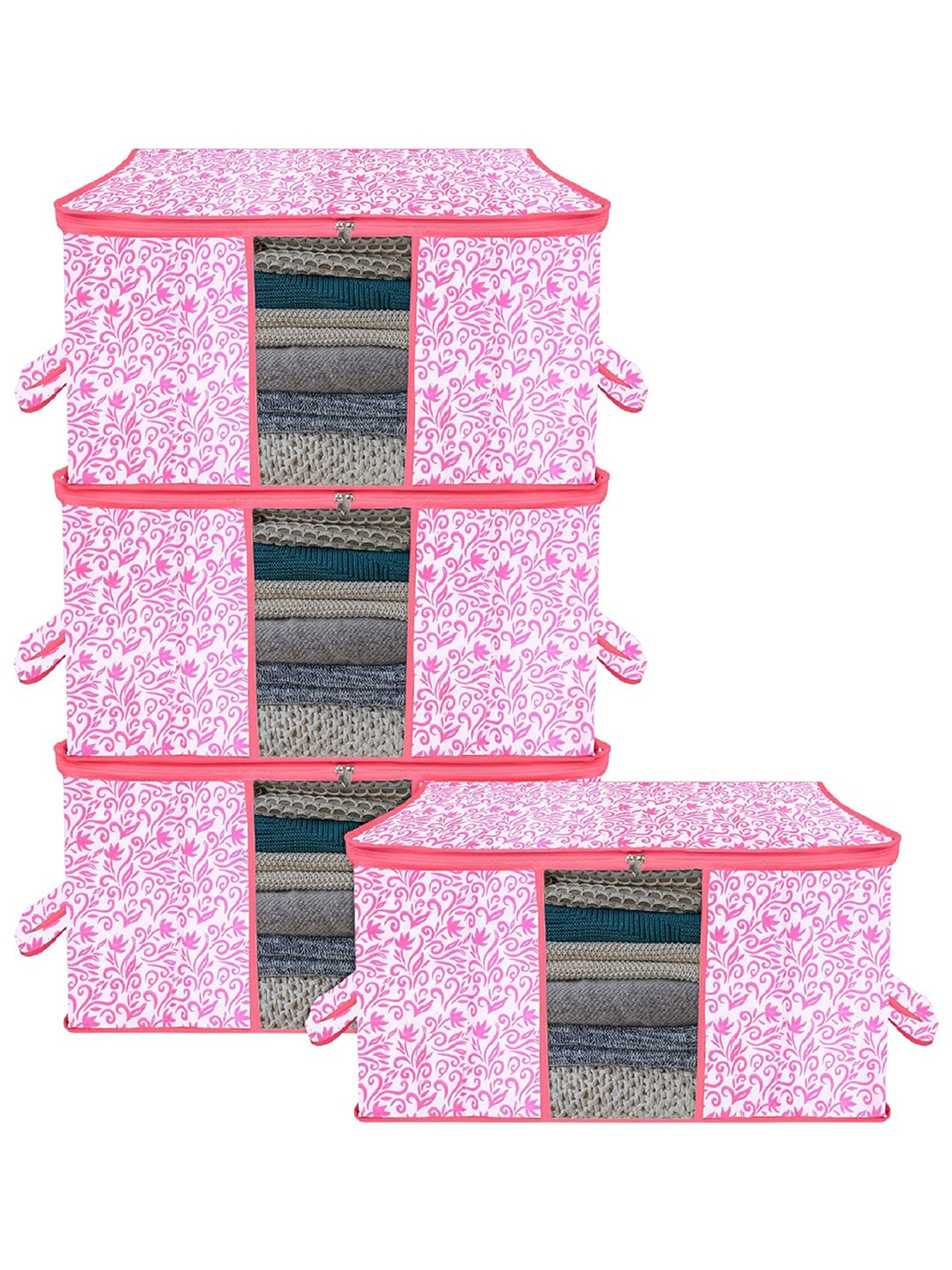 

Kuber Industries Pink 4 Pieces Printed Multi Utility Organisers