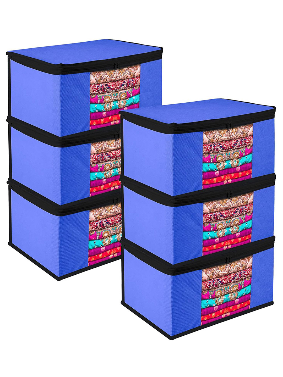 

Kuber Industries Blue 6 Pieces Saree Organisers