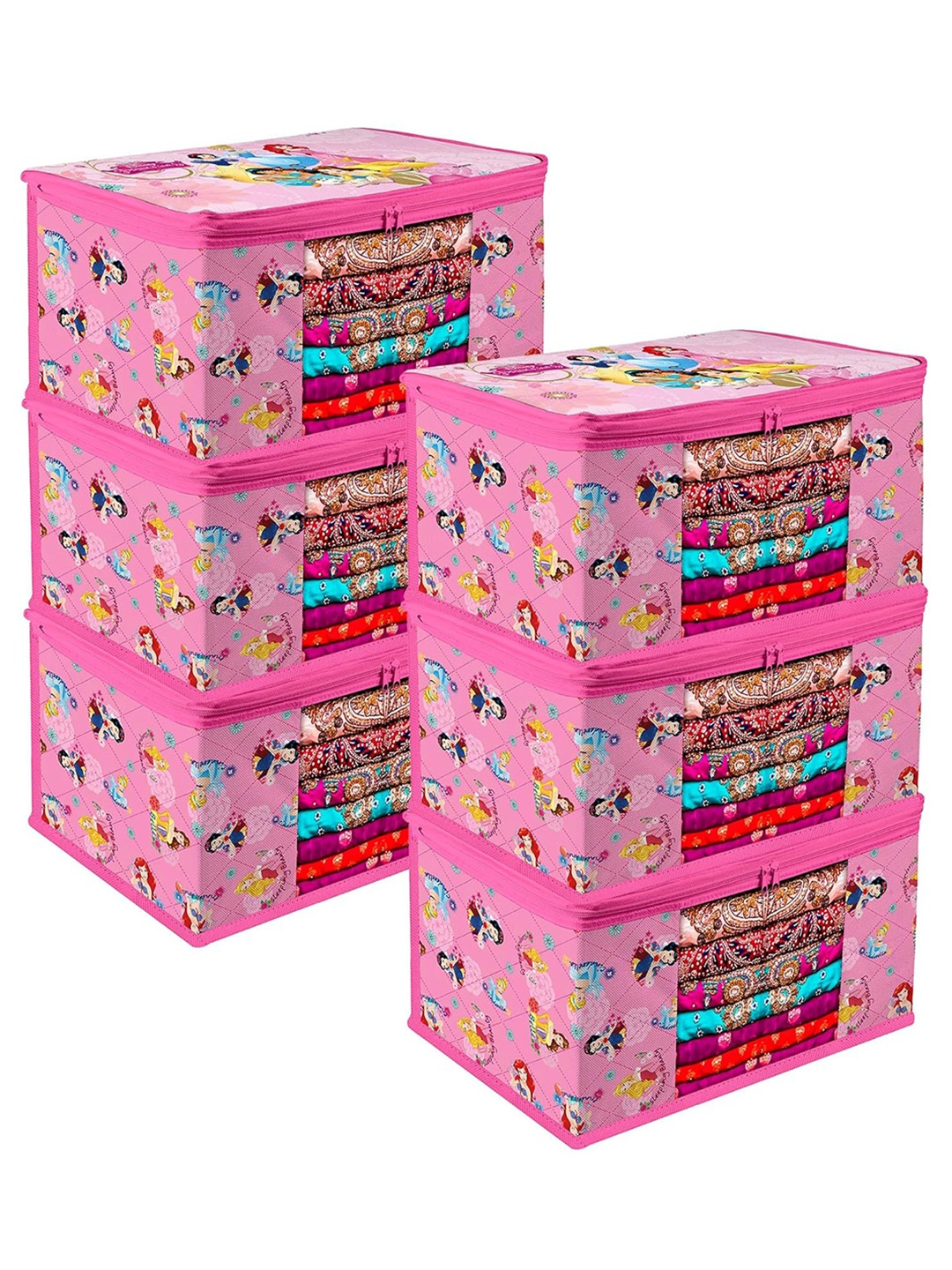 

Kuber Industries Pink 6 Pieces Printed Multi-Utility Organisers