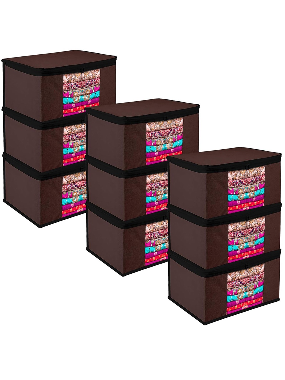 

Kuber Industries Brown 9 Pieces Saree Organisers