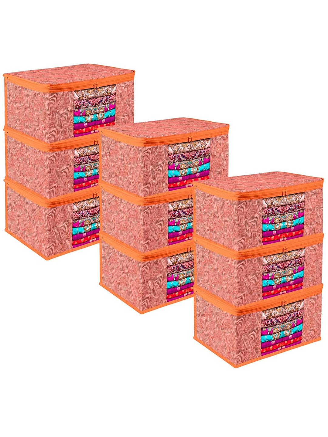 

Kuber Industries Orange 6 Pieces Printed Multi-Utility Organisers