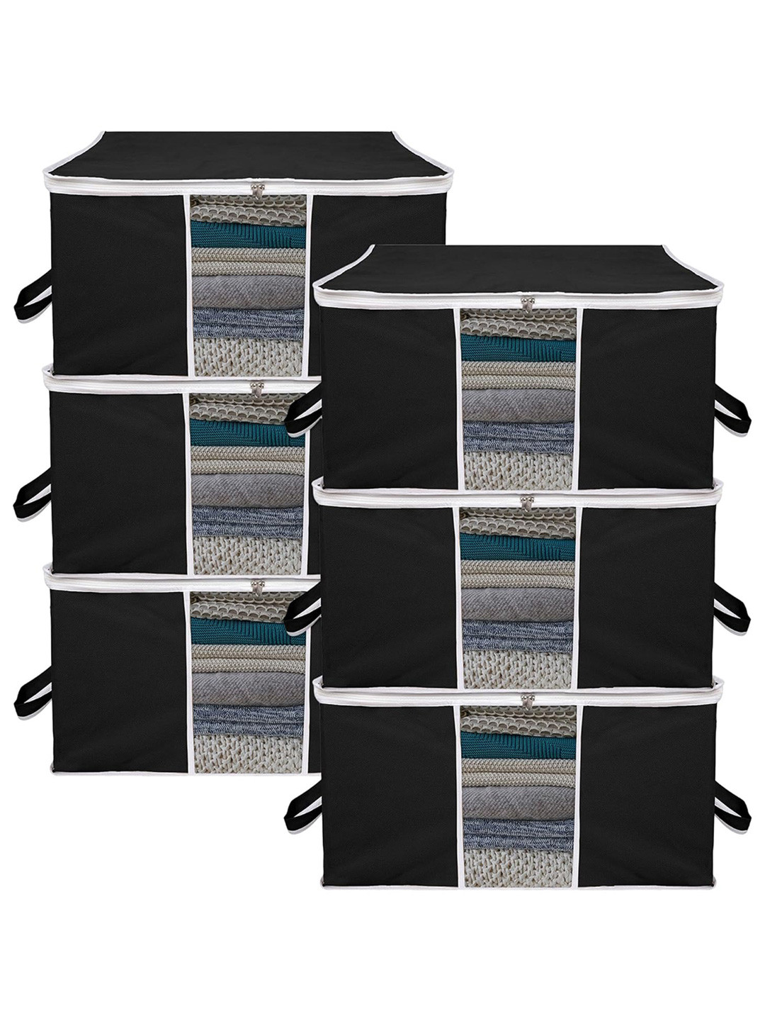 

Kuber Industries Black 6 Pieces Multi-Utility Sareee Organisers