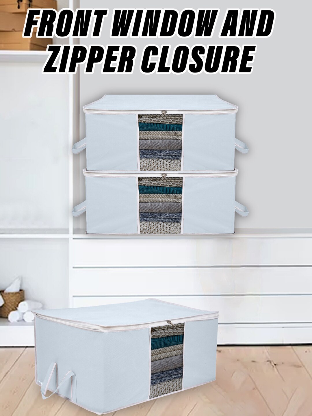 

Kuber Industries Set of 6 Blue White Fabric Drawer Organiser
