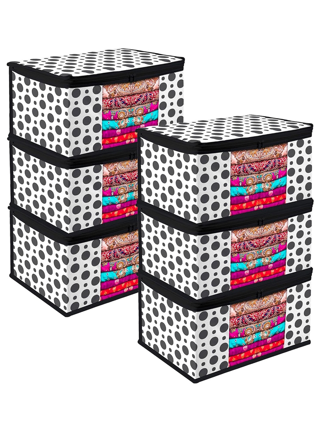 

Kuber Industries Black & White 6 Pieces Regular Drawer Organiser