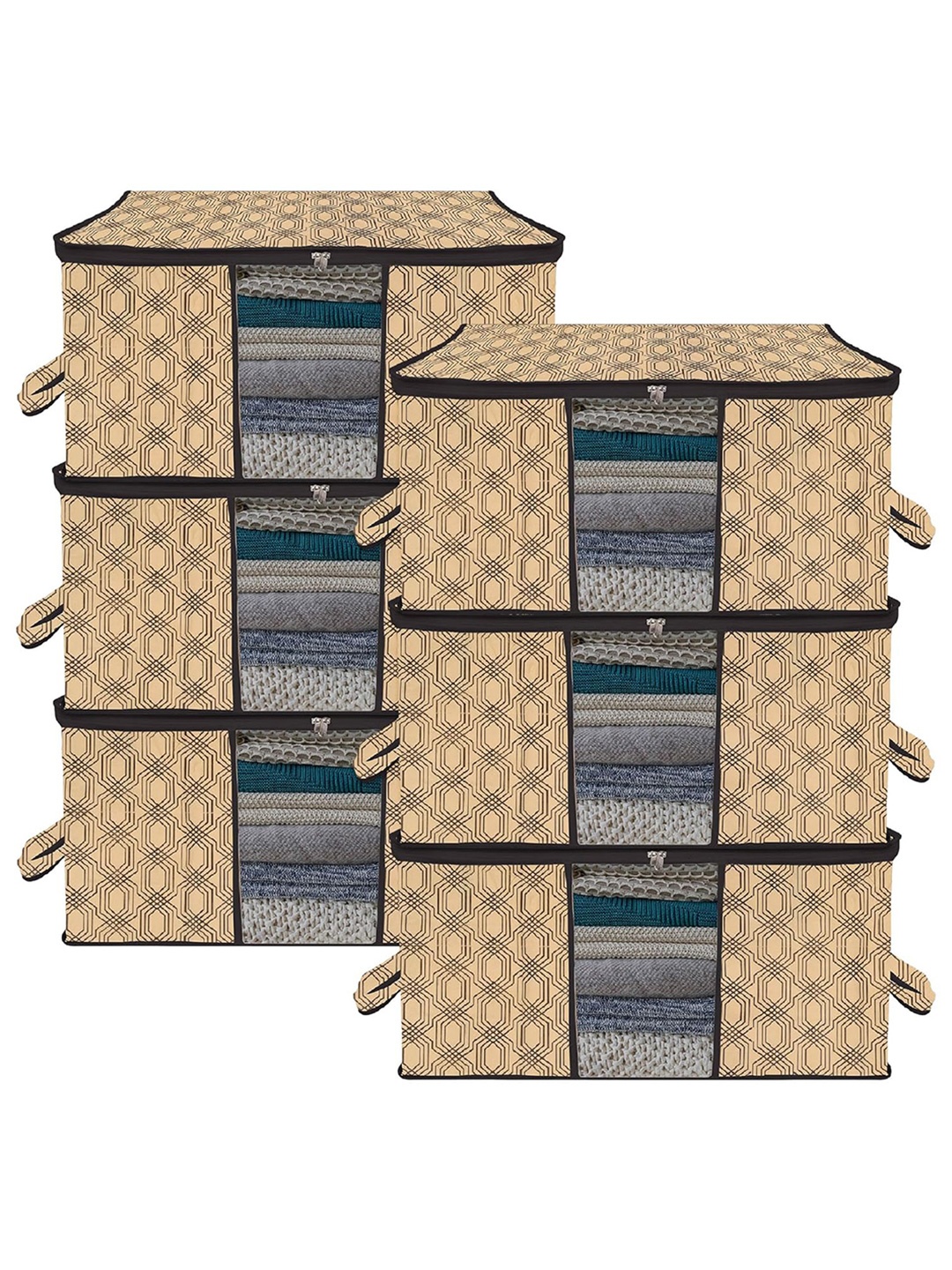 

Kuber Industries Brown & Black 6 Pieces Regular Drawer Organiser