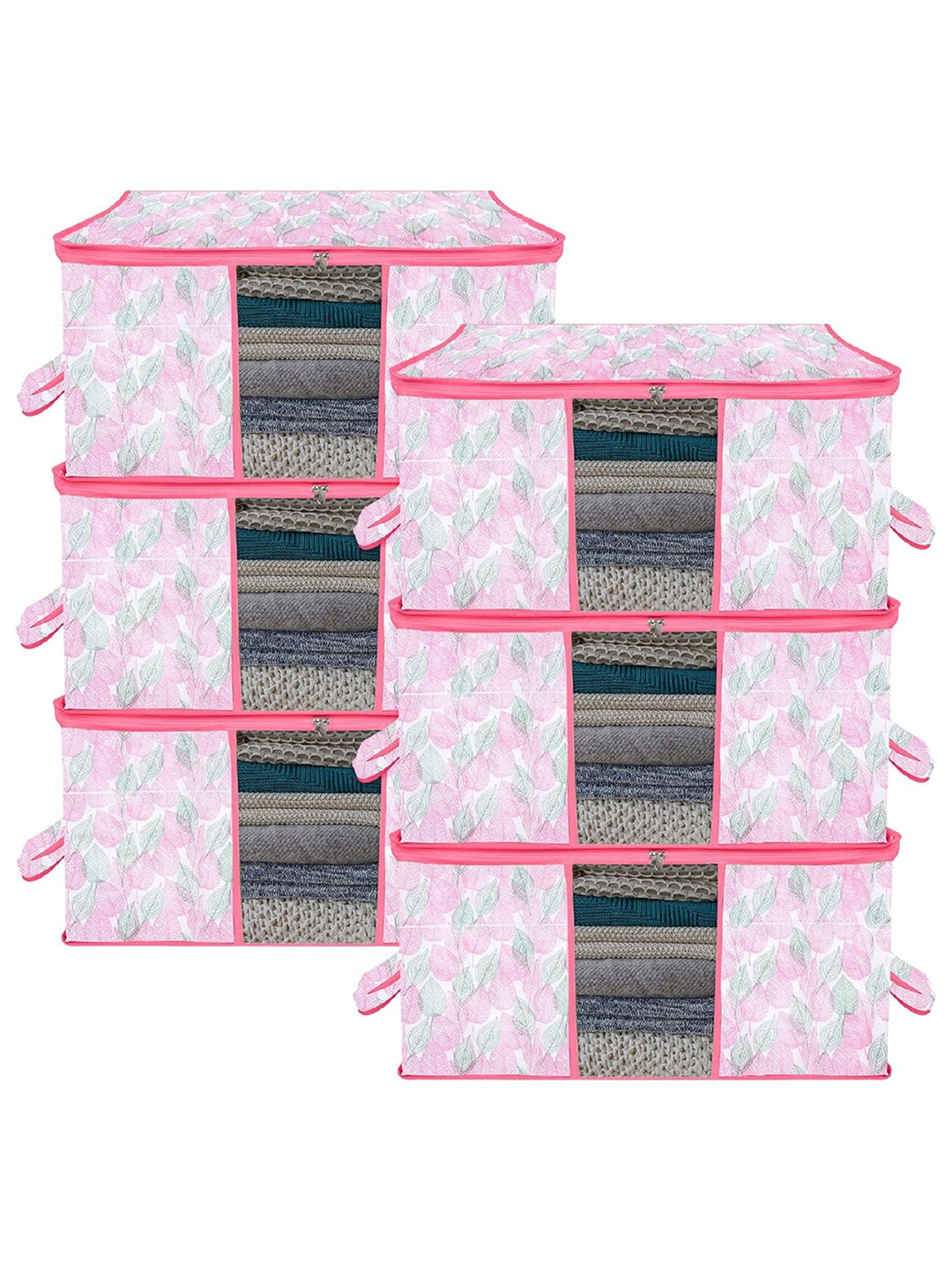 

Kuber Industries Pink & White 6 Pieces Regular Drawer Organiser