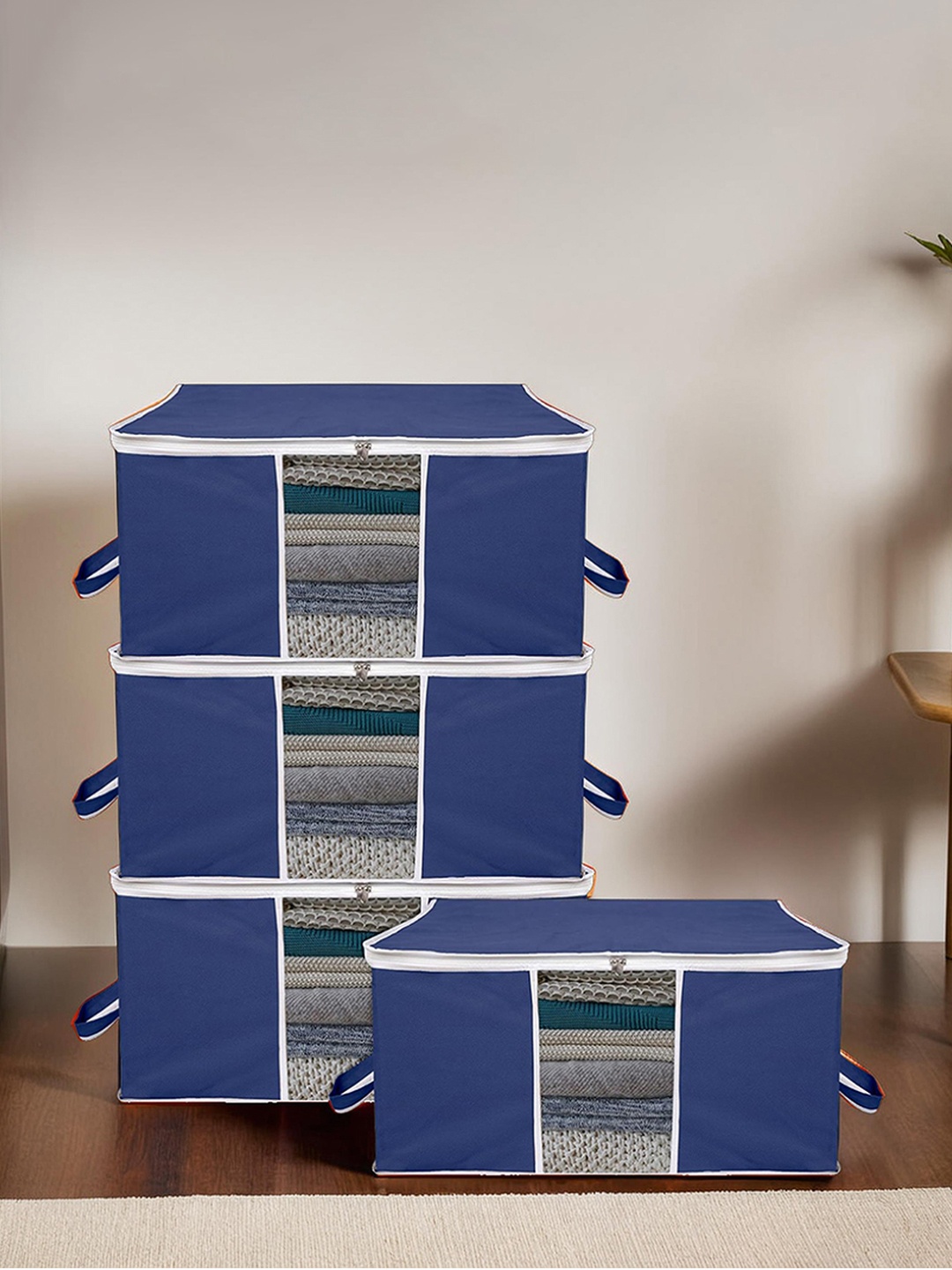 

Kuber Industries Blue 4 Pieces Saree Organisers