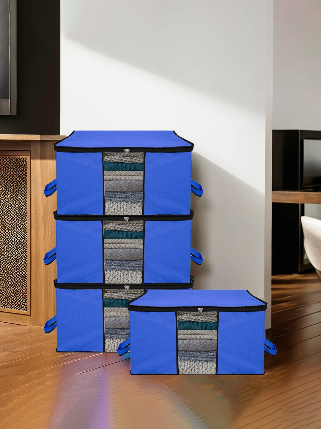 

Kuber Industries Blue 4 Pieces Saree Organisers