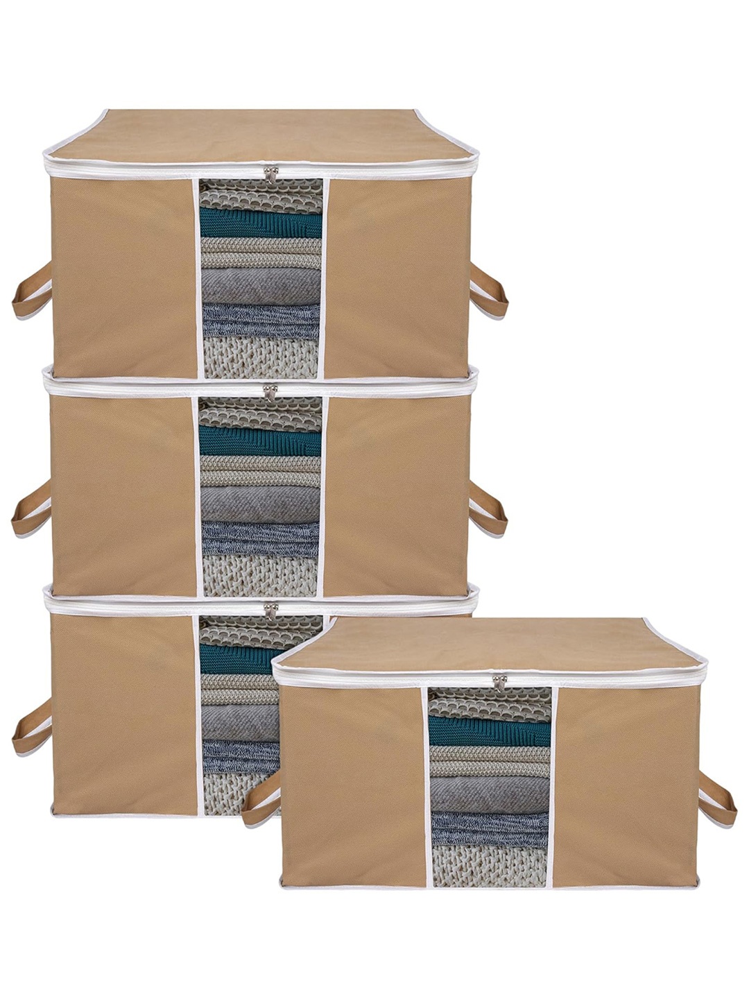 

Kuber Industries Brown & White 4 Pieces Storage Bag Organiser