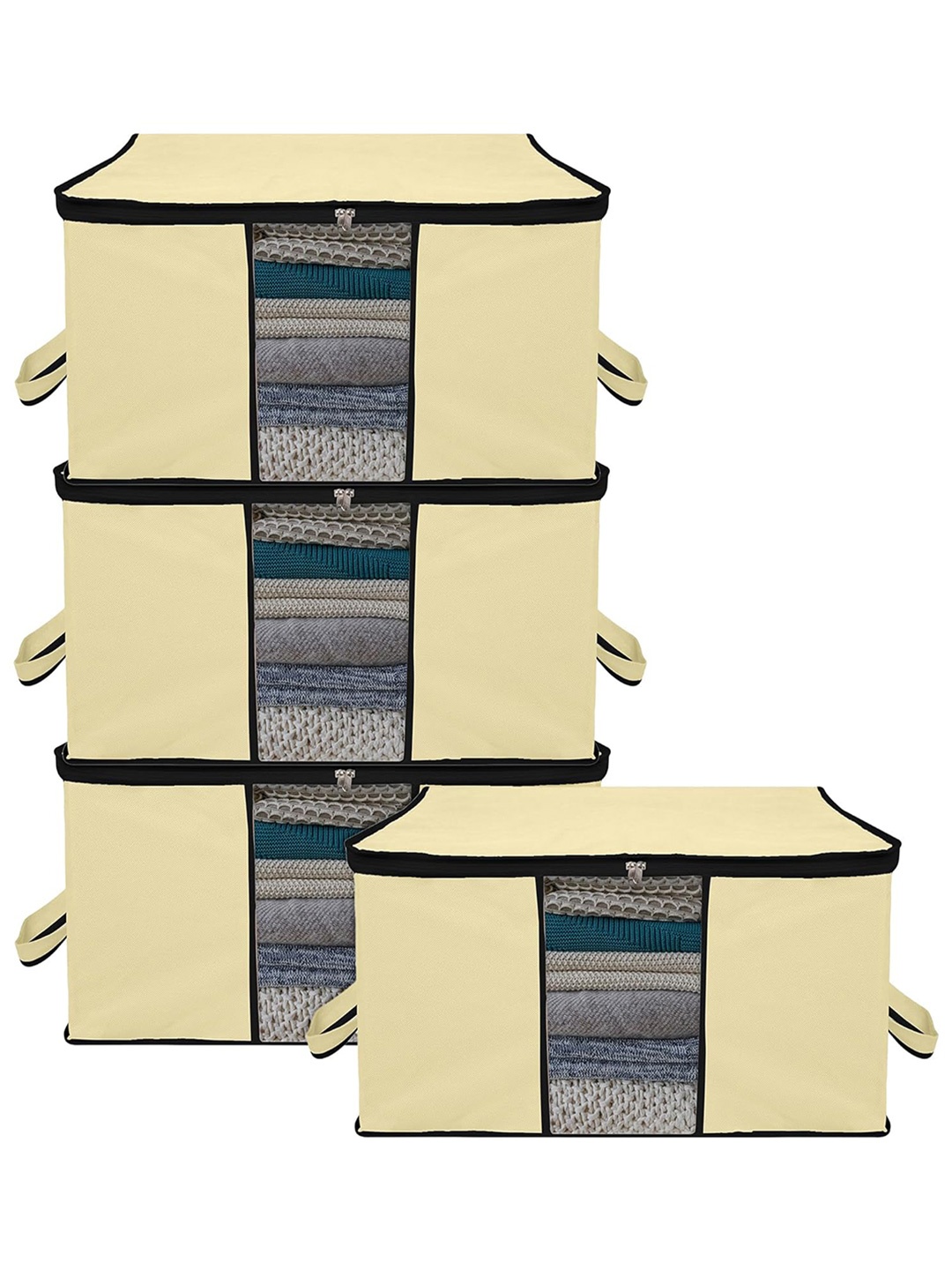 

Kuber Industries Cream & Black 4 Pieces Storage Bag Organiser